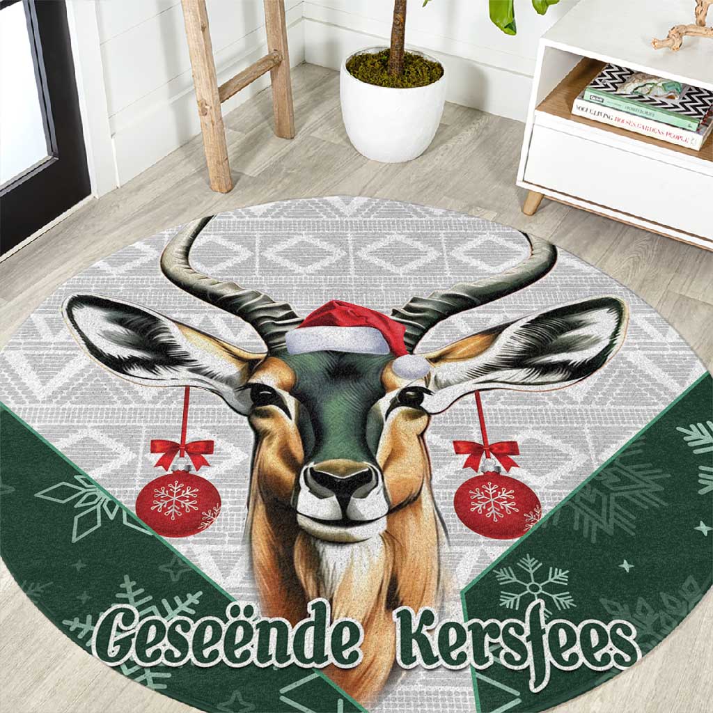 South Africa Springboks Christmas Round Carpet Bokke Santa - Geseende Kersfees LT14