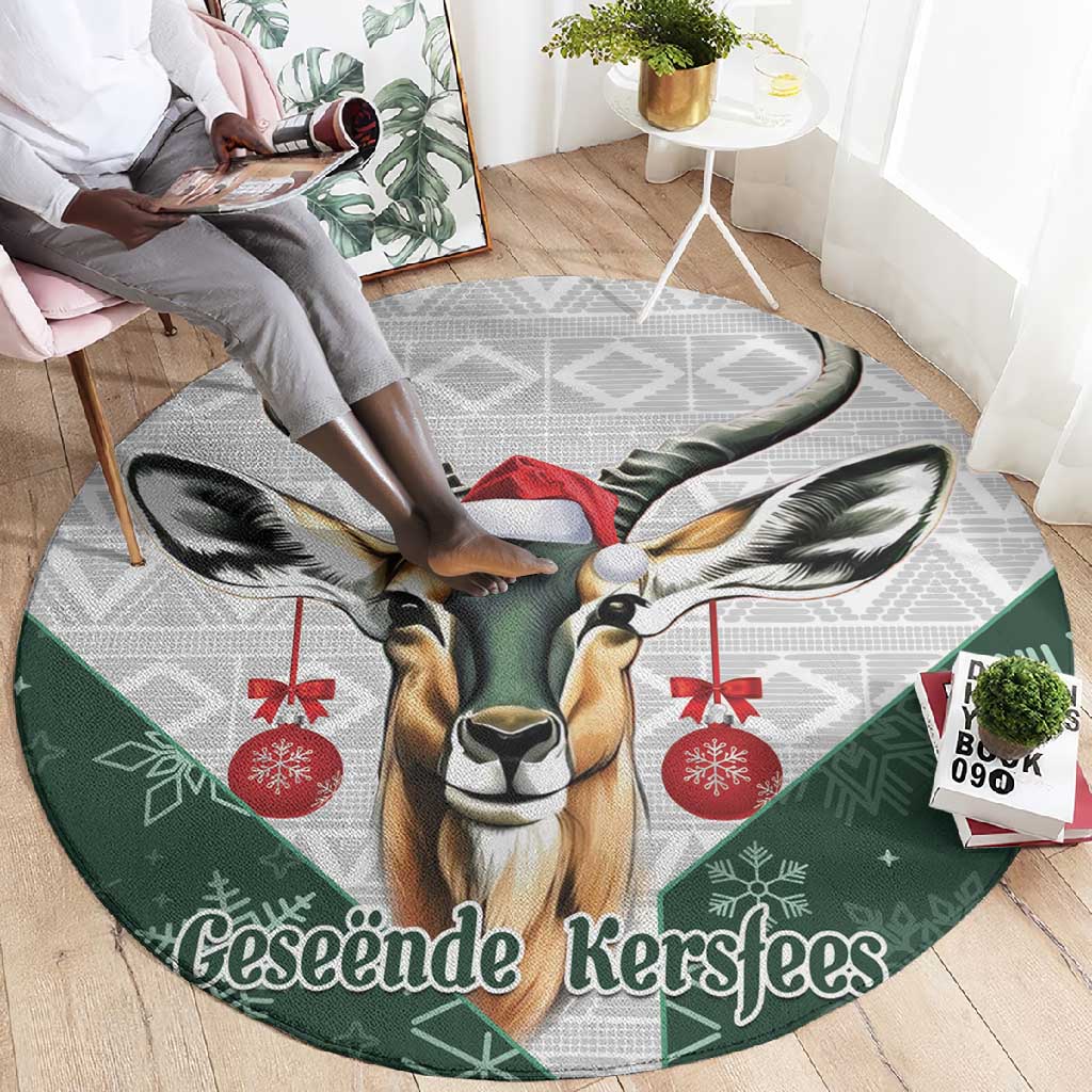 South Africa Springboks Christmas Round Carpet Bokke Santa - Geseende Kersfees LT14