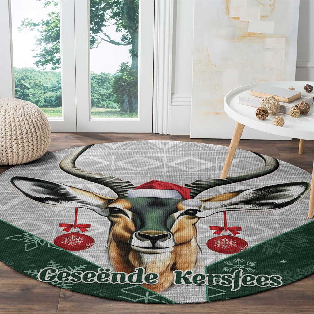 South Africa Springboks Christmas Round Carpet Bokke Santa - Geseende Kersfees LT14