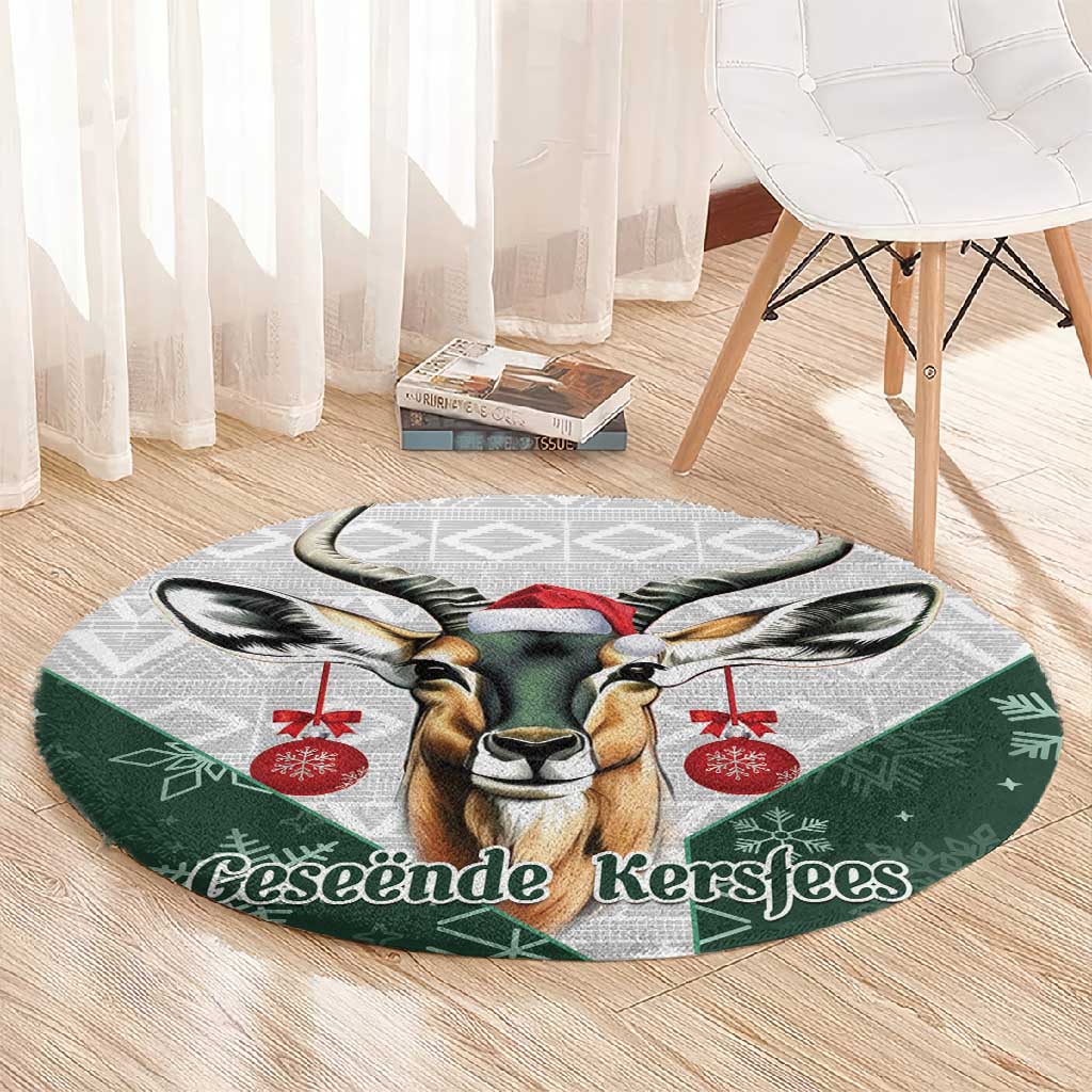 South Africa Springboks Christmas Round Carpet Bokke Santa - Geseende Kersfees LT14