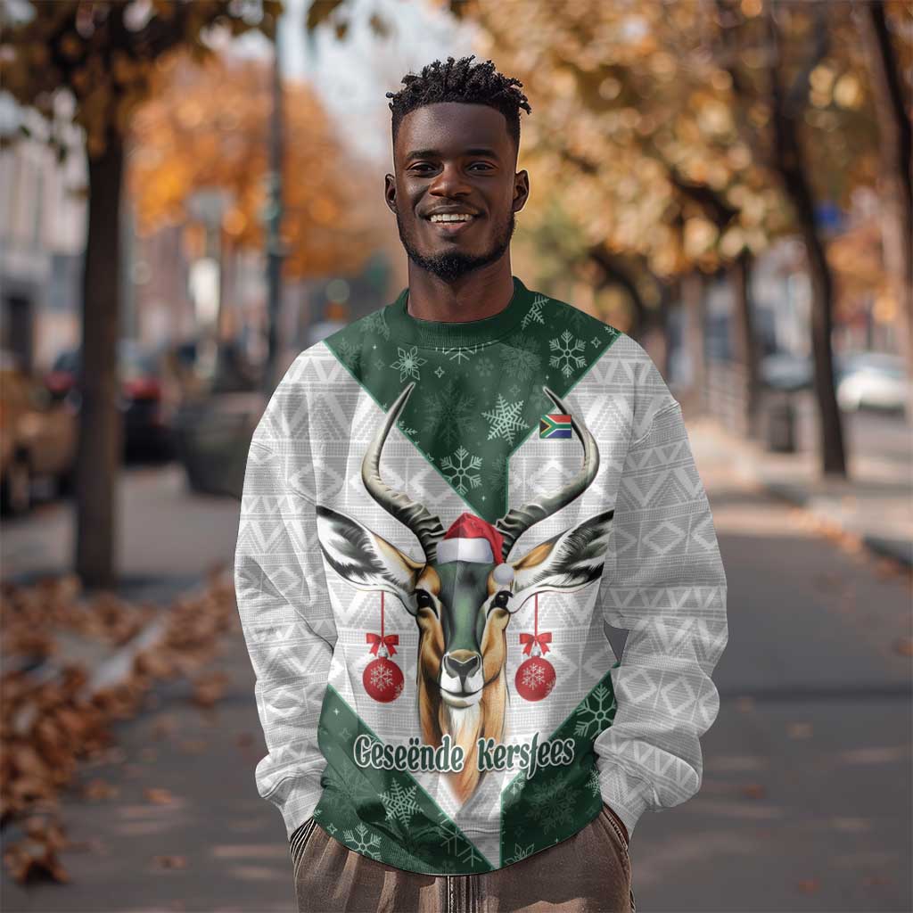 South Africa Springboks Christmas Sweatshirt Bokke Santa - Geseende Kersfees LT14