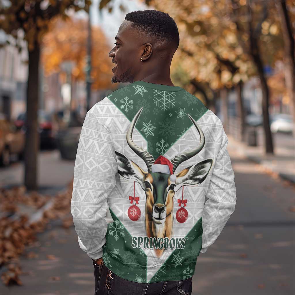 South Africa Springboks Christmas Sweatshirt Bokke Santa - Geseende Kersfees LT14