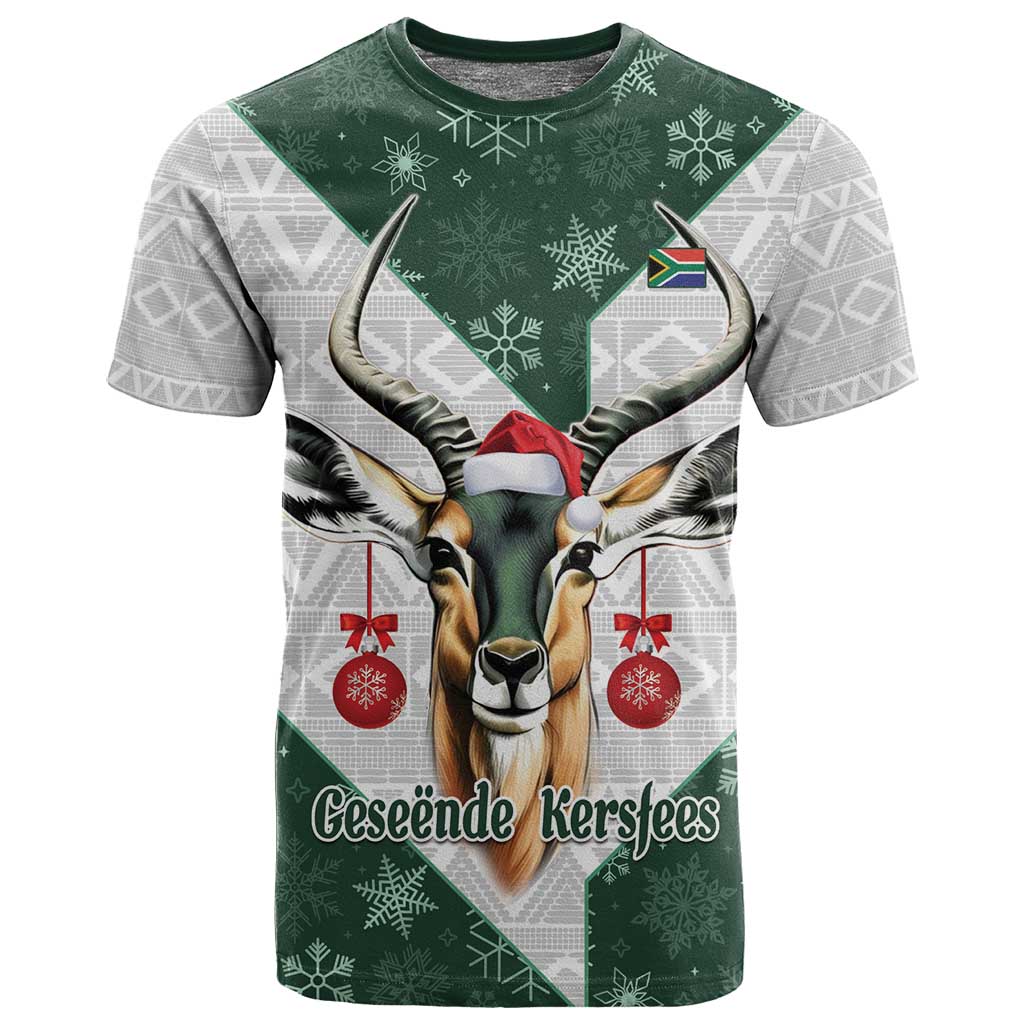 South Africa Springboks Christmas T shirt Bokke Santa - Geseende Kersfees LT14