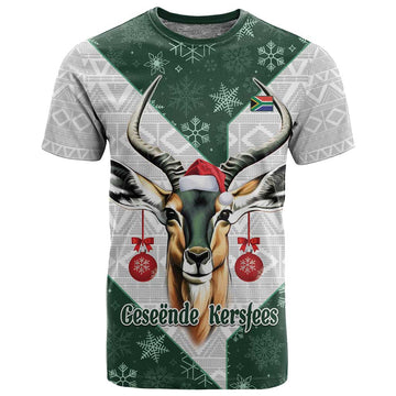 South Africa Springboks Christmas T shirt Bokke Santa - Geseende Kersfees LT14