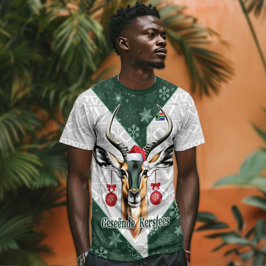 South Africa Springboks Christmas T shirt Bokke Santa - Geseende Kersfees LT14