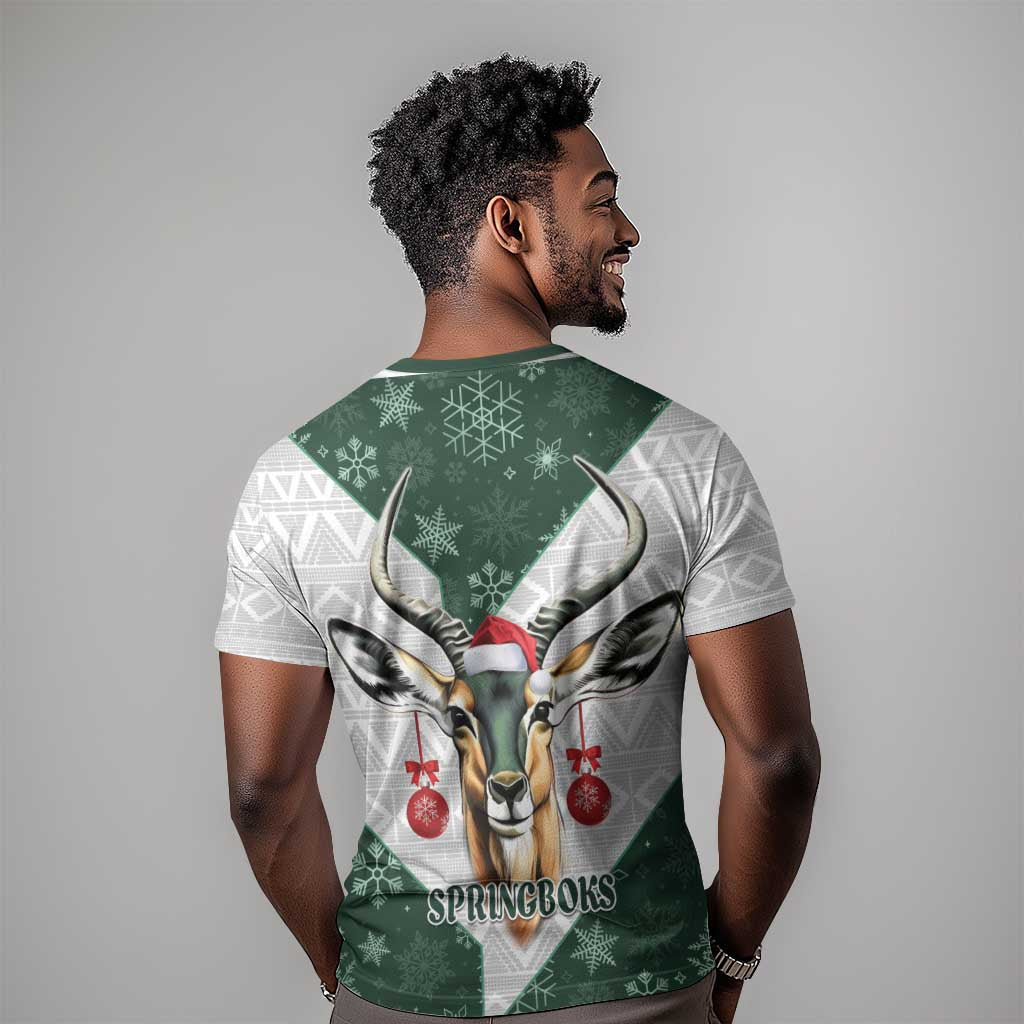 South Africa Springboks Christmas T shirt Bokke Santa - Geseende Kersfees LT14