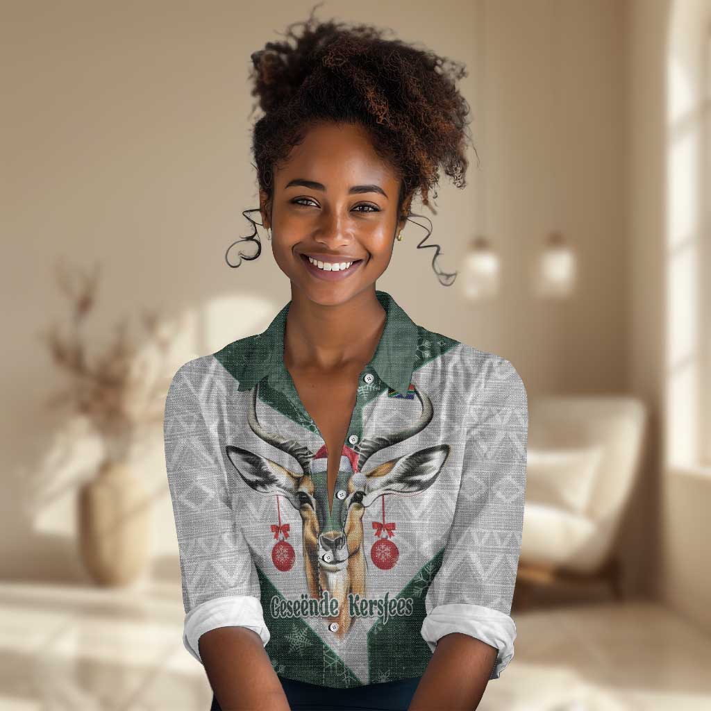 South Africa Springboks Christmas Women Casual Shirt Bokke Santa - Geseende Kersfees LT14