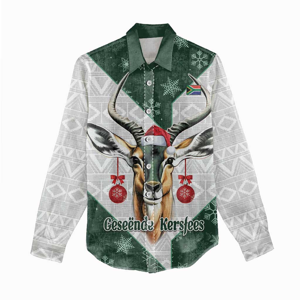 South Africa Springboks Christmas Women Casual Shirt Bokke Santa - Geseende Kersfees LT14