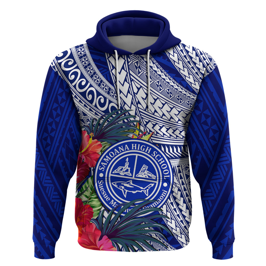 Personalised Samoana High School Hoodie American Samoa Schools Polynesian Tropical Flowers LT14
