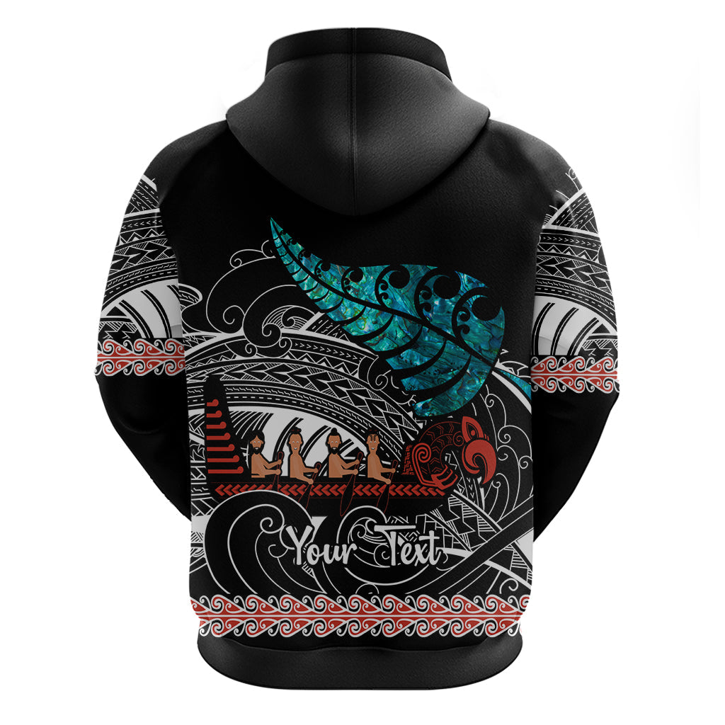 Personalised New Zealand Waka Hoodie Aotearoa Maori Silver Fern Pattern LT14