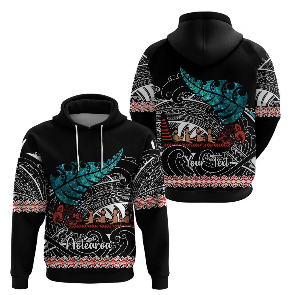 Personalised New Zealand Waka Hoodie Aotearoa Maori Silver Fern Pattern LT14