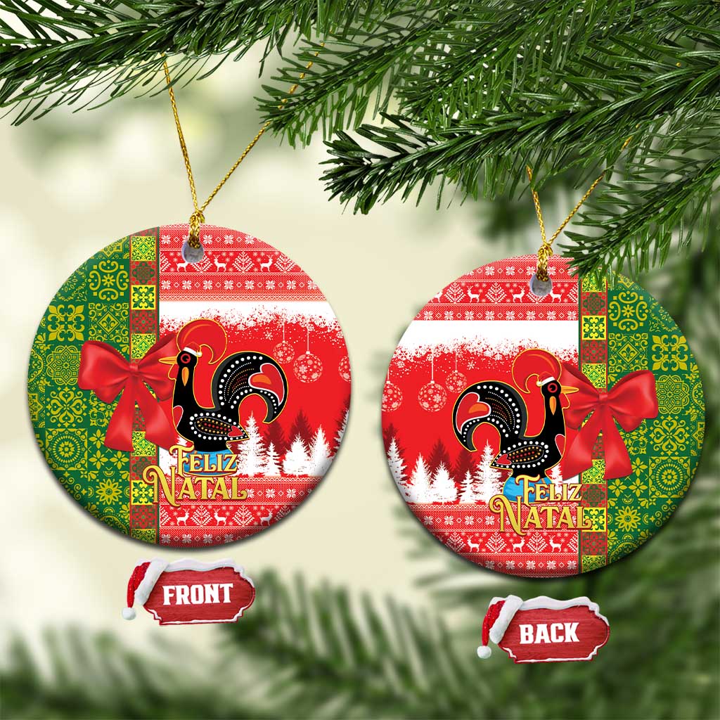 Portugal Christmas Ceramic Ornament Barcelos Rooster Mix Azulejo Pattern - Feliz Natal LT14