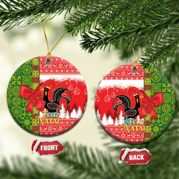 Portugal Christmas Ceramic Ornament Barcelos Rooster Mix Azulejo Pattern - Feliz Natal LT14