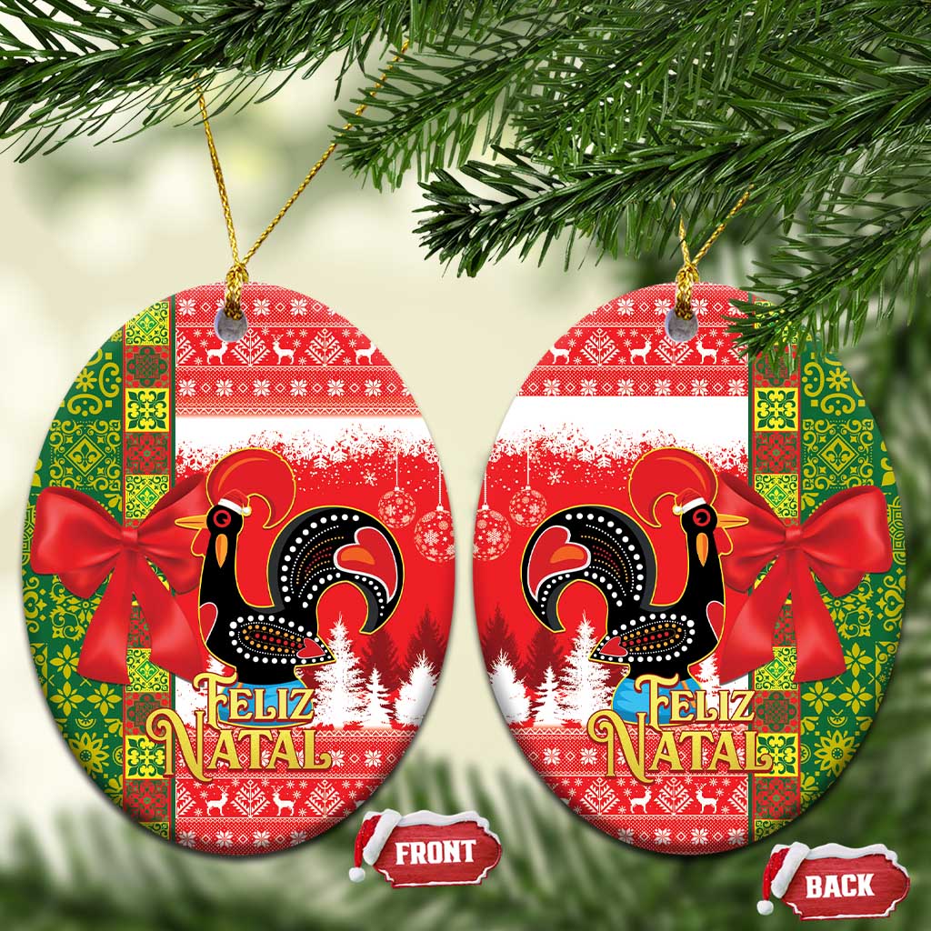 Portugal Christmas Ceramic Ornament Barcelos Rooster Mix Azulejo Pattern - Feliz Natal LT14