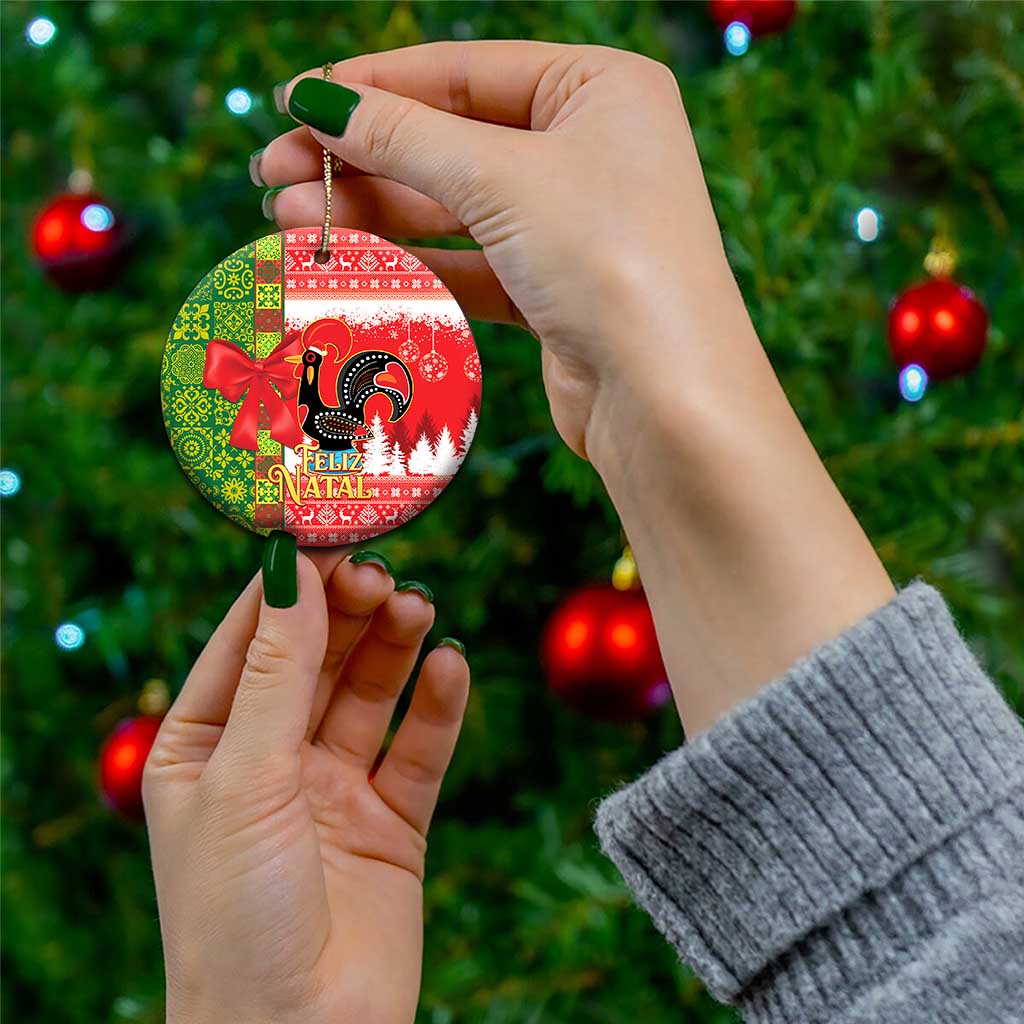 Portugal Christmas Ceramic Ornament Barcelos Rooster Mix Azulejo Pattern - Feliz Natal LT14