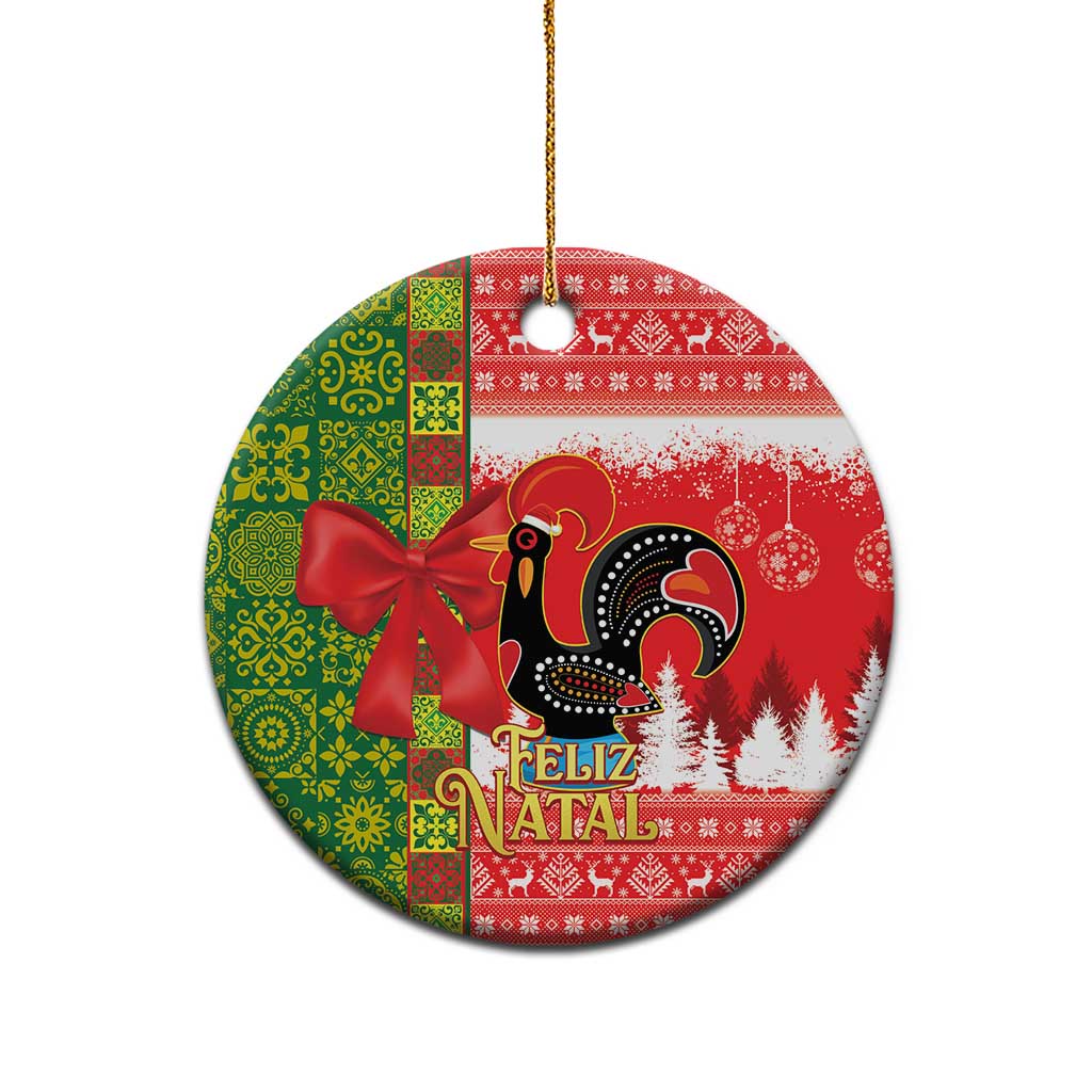 Portugal Christmas Ceramic Ornament Barcelos Rooster Mix Azulejo Pattern - Feliz Natal LT14