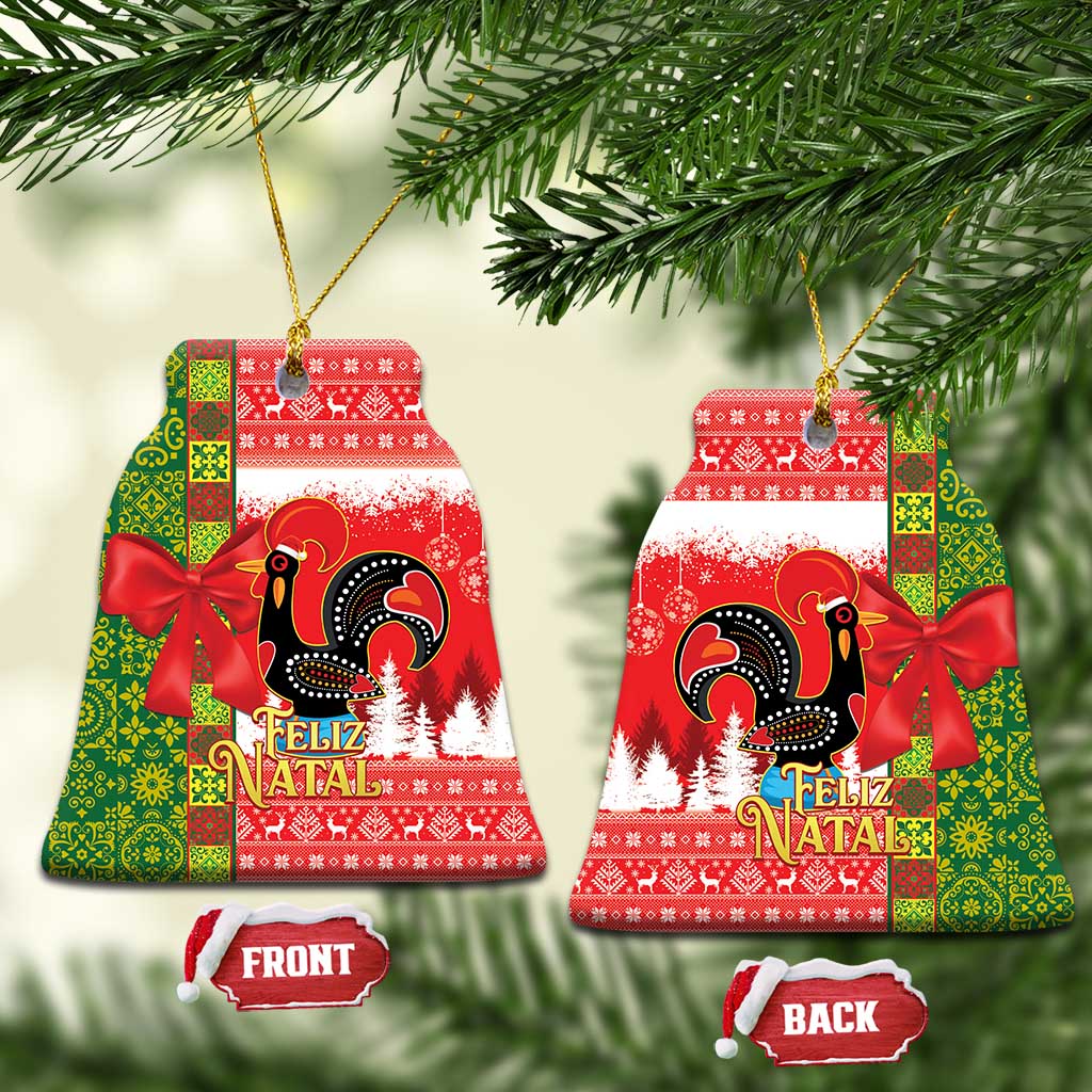 Portugal Christmas Ceramic Ornament Barcelos Rooster Mix Azulejo Pattern - Feliz Natal LT14