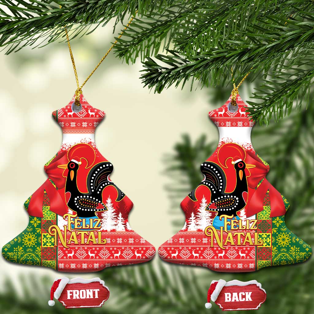 Portugal Christmas Ceramic Ornament Barcelos Rooster Mix Azulejo Pattern - Feliz Natal LT14