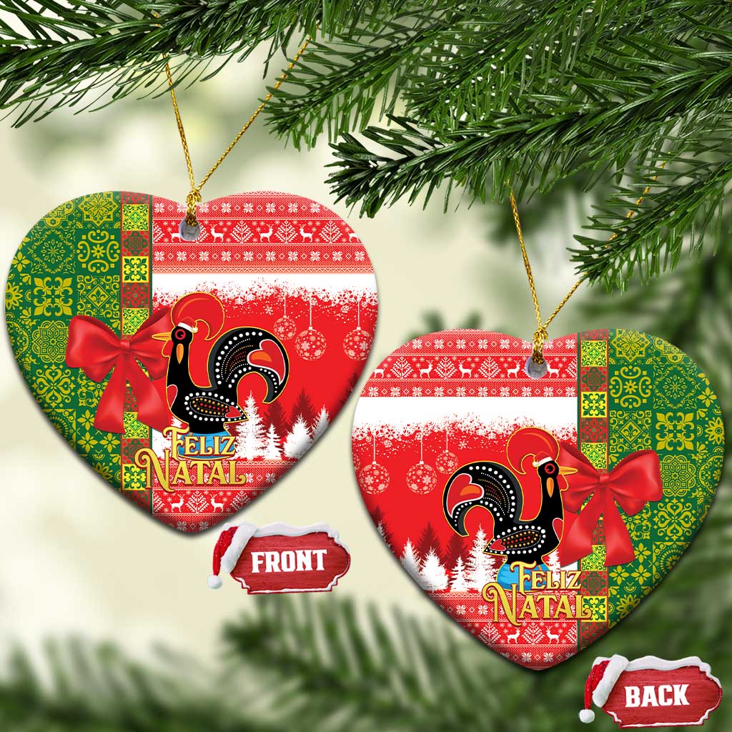 Portugal Christmas Ceramic Ornament Barcelos Rooster Mix Azulejo Pattern - Feliz Natal LT14