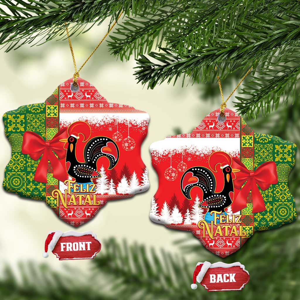 Portugal Christmas Ceramic Ornament Barcelos Rooster Mix Azulejo Pattern - Feliz Natal LT14