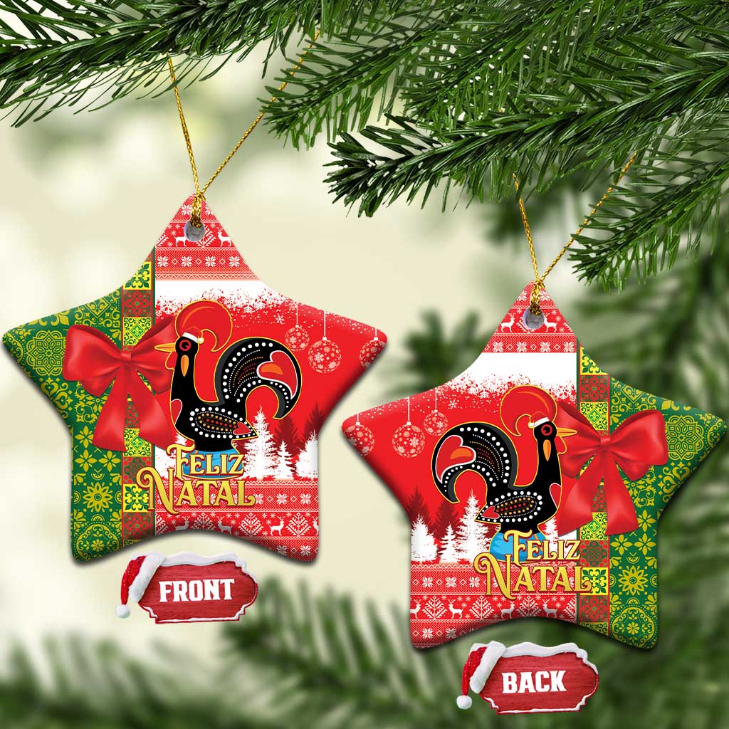 Portugal Christmas Ceramic Ornament Barcelos Rooster Mix Azulejo Pattern - Feliz Natal LT14