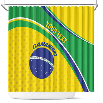 Custom Brazil Football Shower Curtain Vamos Canarinho LT14