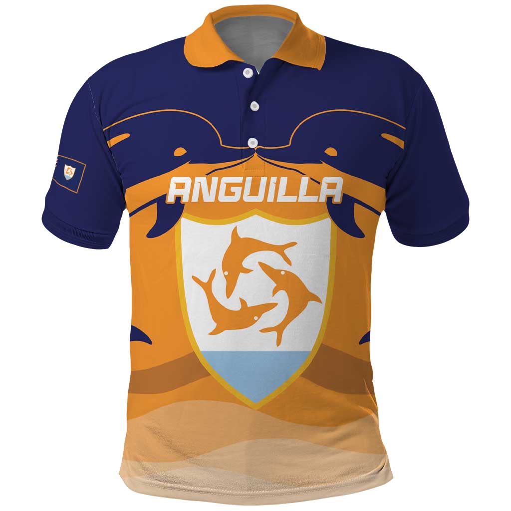 Custom Anguilla Football Polo Shirt Dolphins Coat Of Arms Style LT14