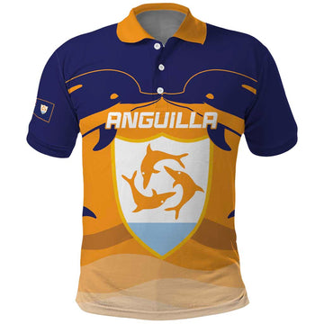 Custom Anguilla Football Polo Shirt Dolphins Coat Of Arms Style LT14
