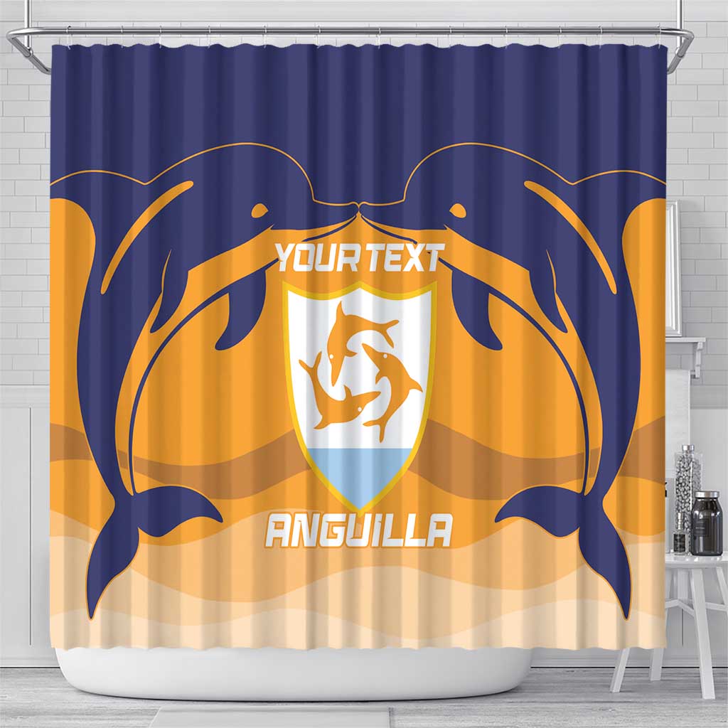 Custom Anguilla Football Shower Curtain Dolphins Coat Of Arms Style LT14