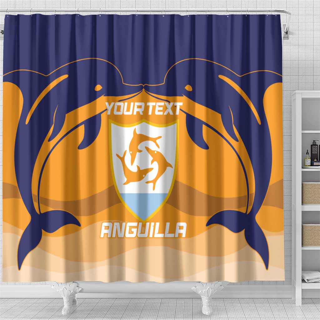 Custom Anguilla Football Shower Curtain Dolphins Coat Of Arms Style LT14