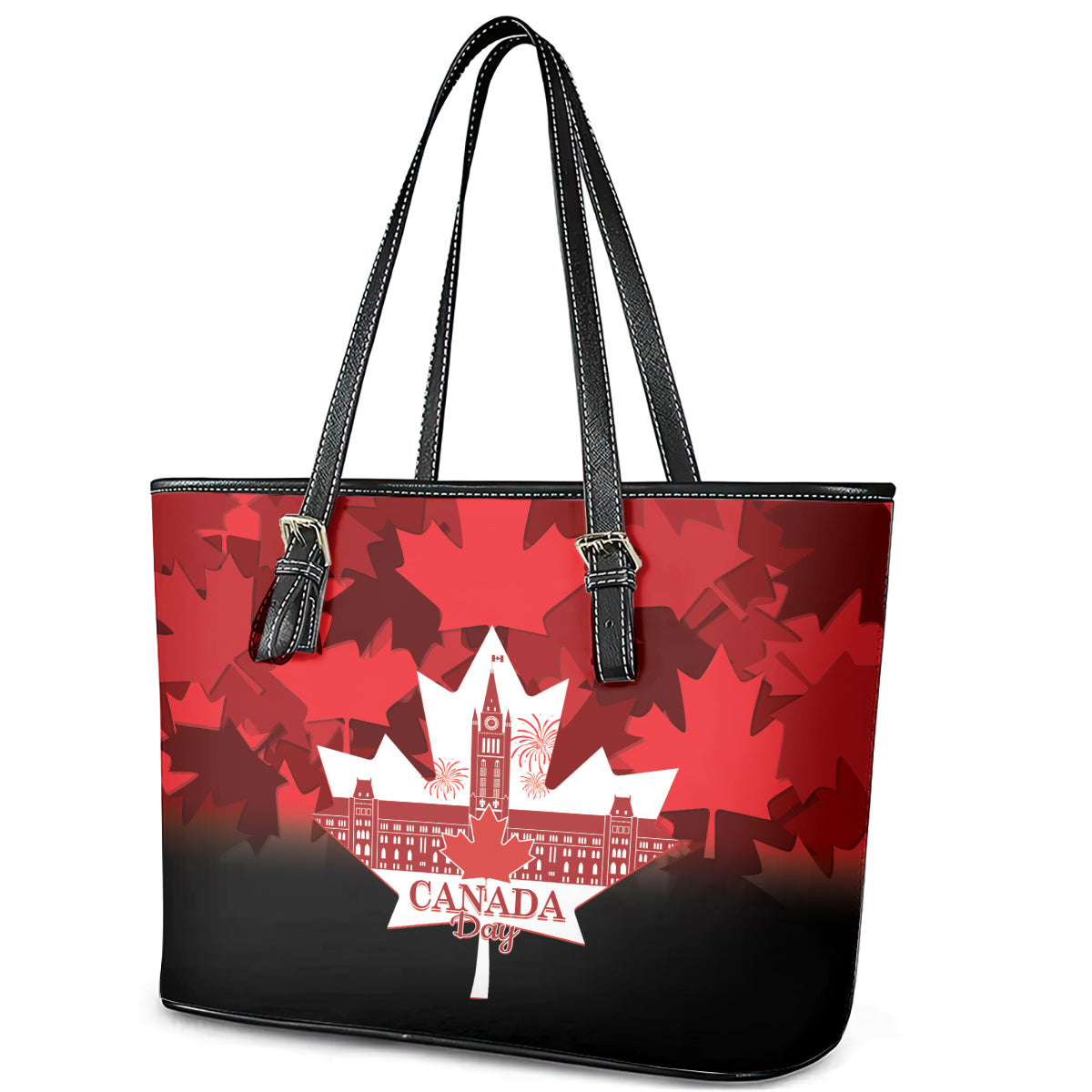 Canada Day Leather Tote Bag 2024 Canadian Maple Leaf Pattern LT14