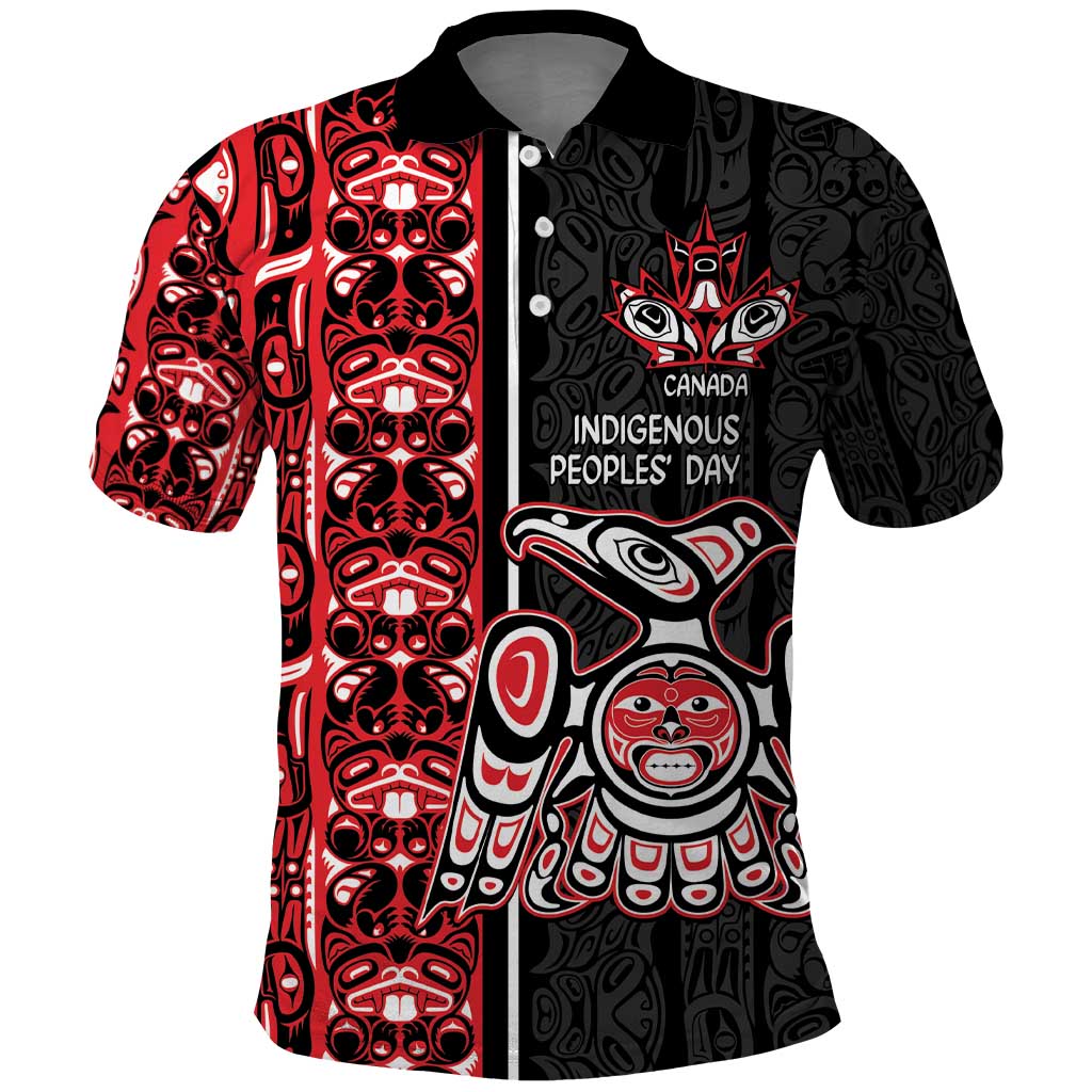 Canada Indigenous Peoples' Day Polo Shirt Canadian Raven Haida Pattern LT14