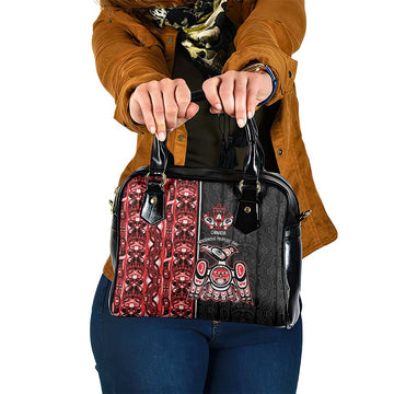 Canada Indigenous Peoples' Day Shoulder Handbag Canadian Raven Haida Pattern LT14