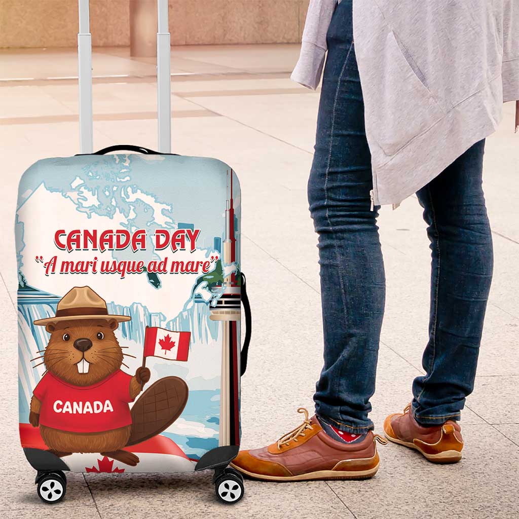 Canada Day Luggage Cover Cute Beaver With Flag LT14
