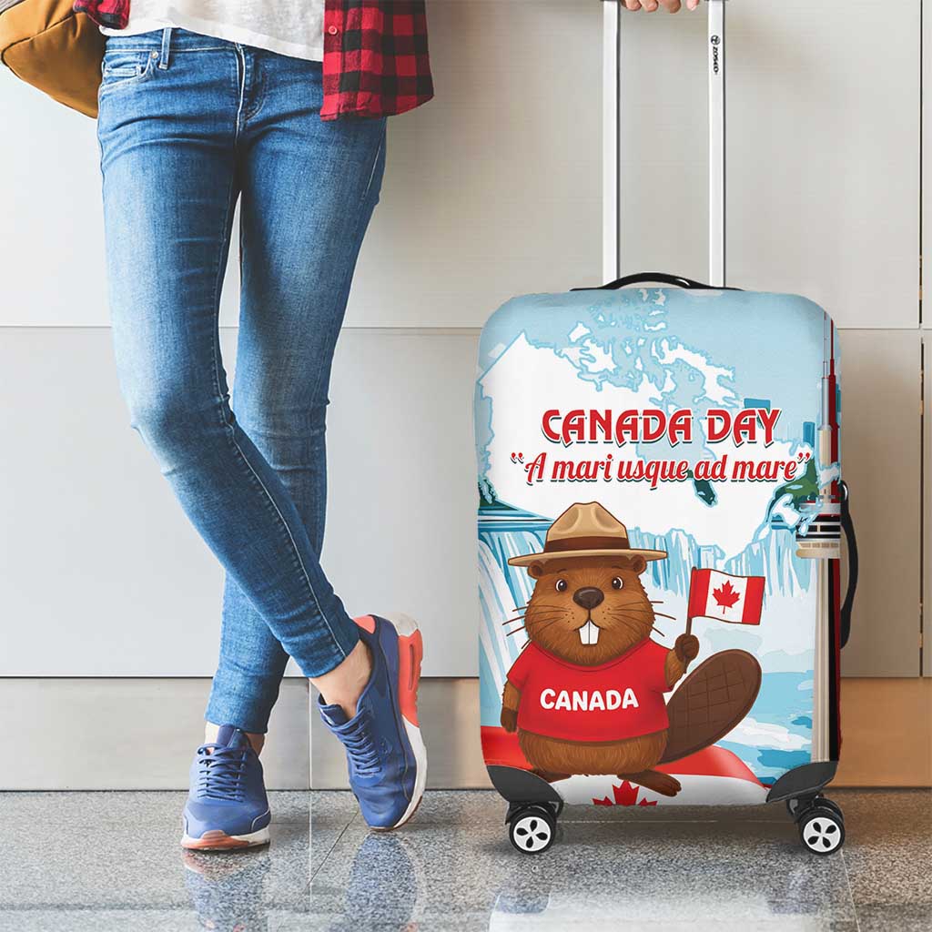 Canada Day Luggage Cover Cute Beaver With Flag LT14