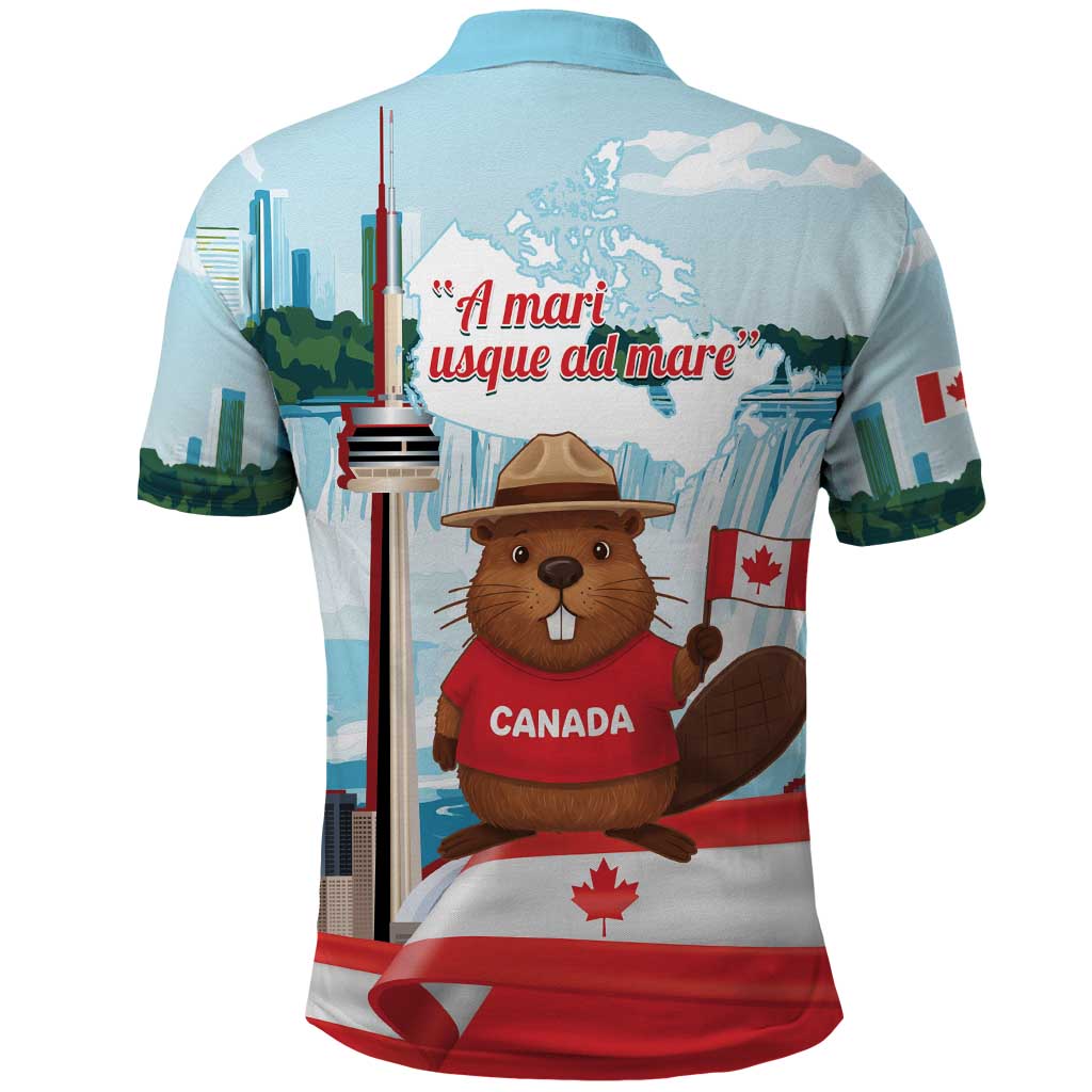 Canada Day Polo Shirt Cute Beaver With Flag LT14