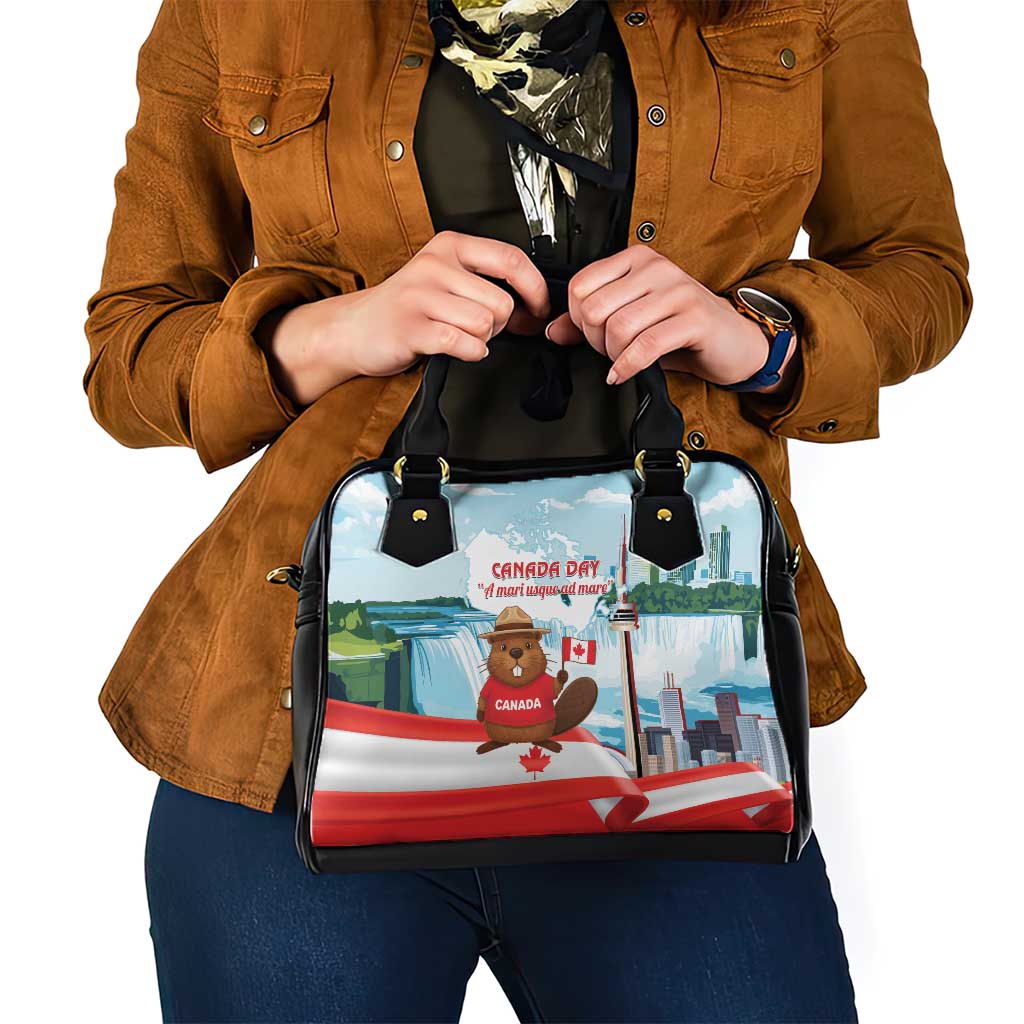 Canada Day Shoulder Handbag Cute Beaver With Flag LT14