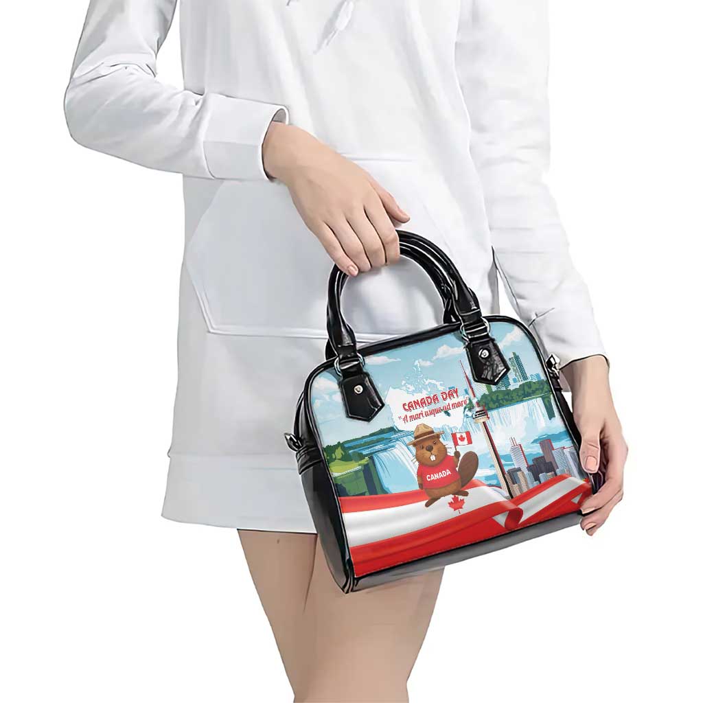 Canada Day Shoulder Handbag Cute Beaver With Flag LT14