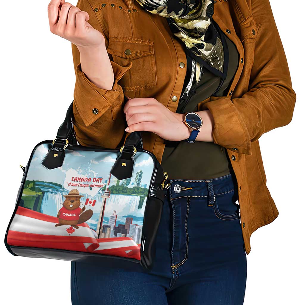 Canada Day Shoulder Handbag Cute Beaver With Flag LT14
