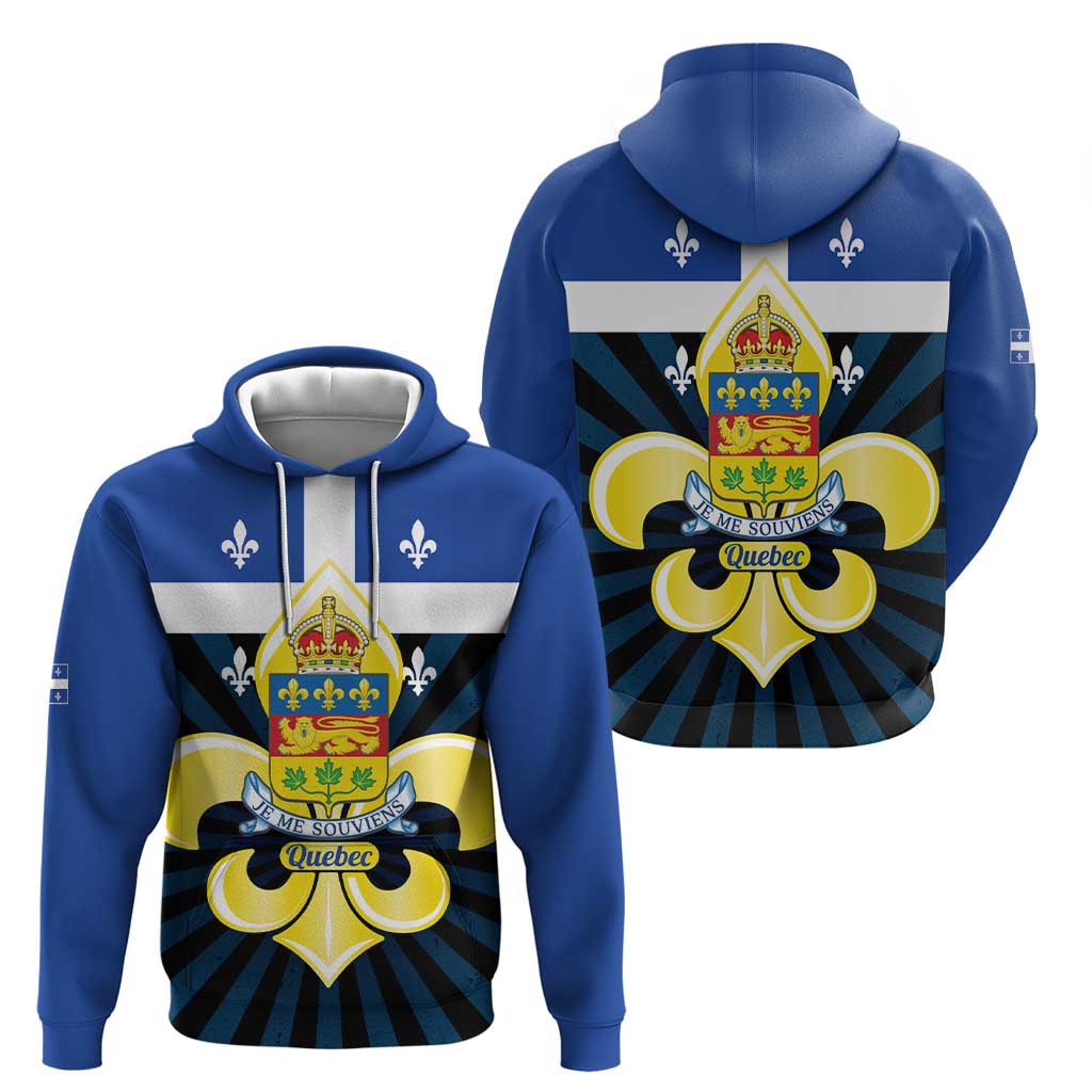 Quebec Canada Province Hoodie Fleur De Lis Coat Of Arms LT14