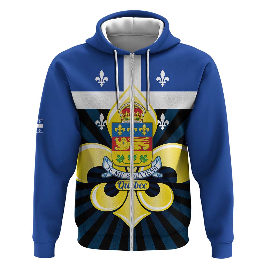 Quebec Canada Province Hoodie Fleur De Lis Coat Of Arms LT14