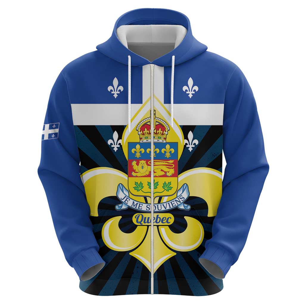Quebec Canada Province Hoodie Fleur De Lis Coat Of Arms LT14
