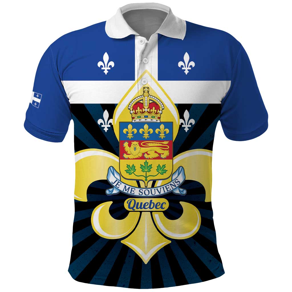 Quebec Canada Province Polo Shirt Fleur De Lis Coat Of Arms LT14