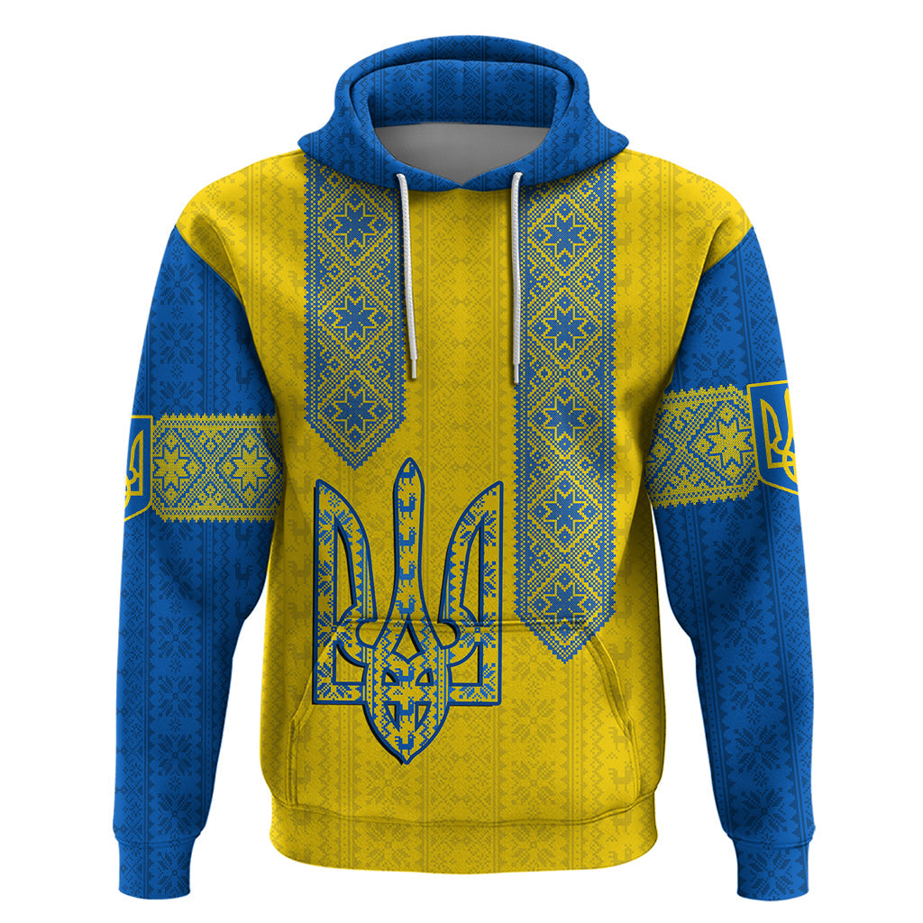 Ukraine Hoodie Gold Trident Belarus Folk Pattern LT14
