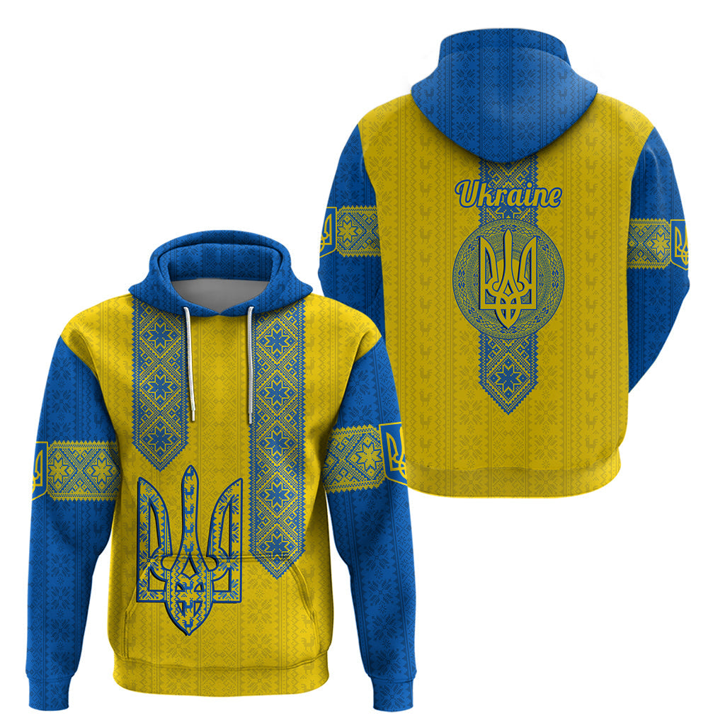 Ukraine Hoodie Gold Trident Belarus Folk Pattern LT14