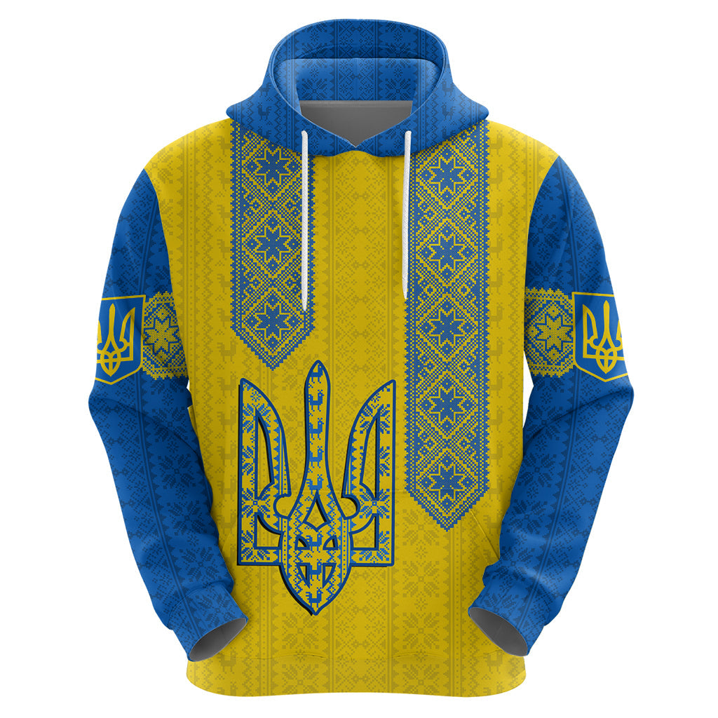 Ukraine Hoodie Gold Trident Belarus Folk Pattern LT14