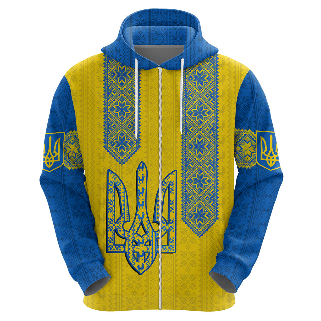 Ukraine Hoodie Gold Trident Belarus Folk Pattern LT14