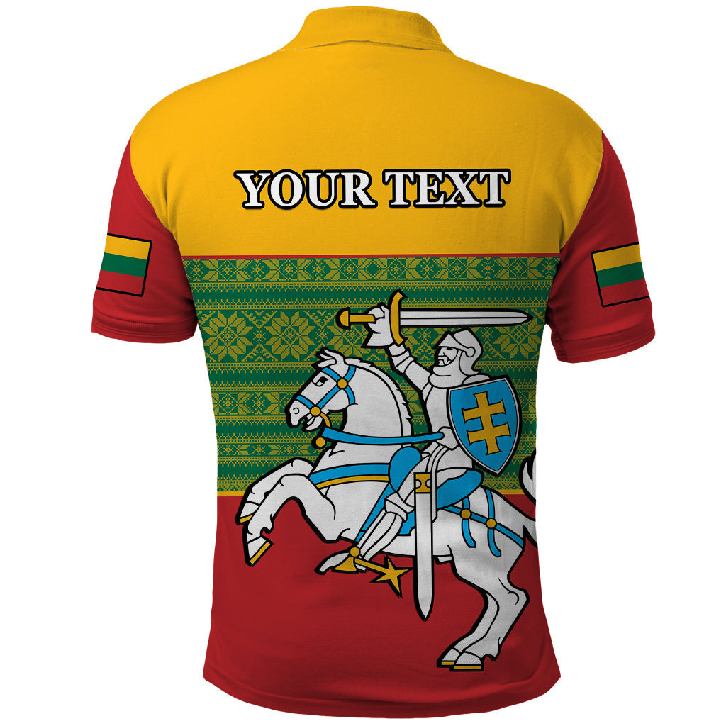Personalised Lithuania Polo Shirt Lithuanian Coat Of Arms Mix Folk Pattern LT14