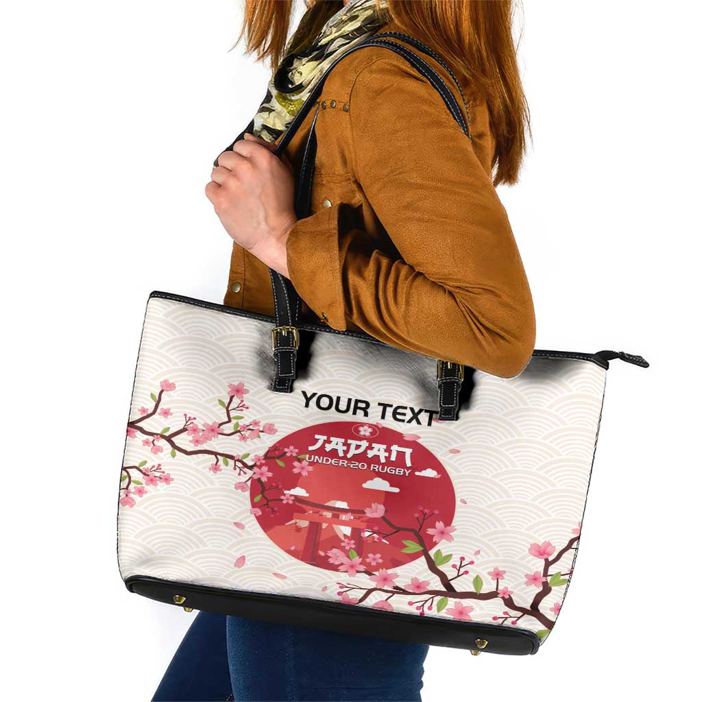 Custom Japan Rugby Leather Tote Bag 2024 Go Champions Cherry Blossoms LT14