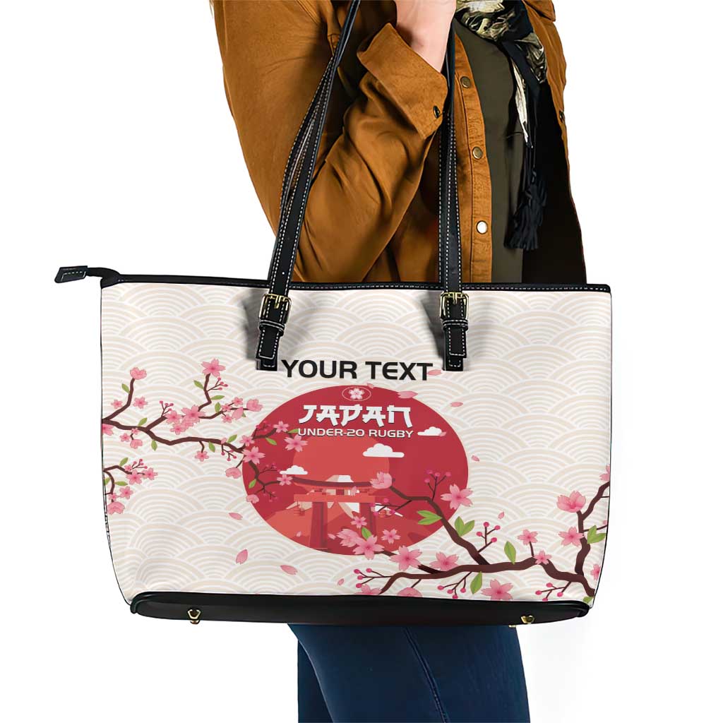 Custom Japan Rugby Leather Tote Bag 2024 Go Champions Cherry Blossoms LT14